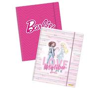 ONLINE Classeur A3 Design Barbie I Trieur en carton avec motif Barbie I 2 dossiers avec élastique et rabat intérieur I Classeur scolaire pour enfants et adolescents I Idéal comme porte-documents I