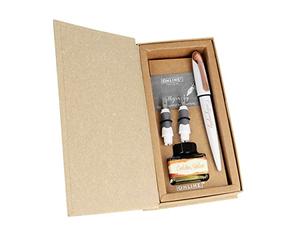 ONLINE Juego de caligrafía Air White Rose - Caligrafía con convertidor de plumas de caligrafía anchas en diferentes grosores de trazo y tintas doradas, juego de rellenos de escritura en caja de regalo