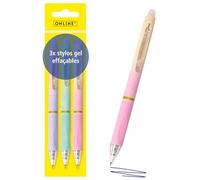 Online magiXX, 3x Stylo à bille Fashion Girls I Stylo gel bleu effaçable avec une épaisseur de trait de 0,7 mm I Stylo à bille pour l'apprentissage de l'écriture, bureau I Ensemble de stylos