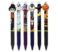 Online MagiXX, 6 Fun Halloween I, stylo gel effaçable bleu avec une largeur de trait de 0,7 mm, stylo à bille pour apprendre à écrire, compatible avec Frixion Mine I, stylo à bille effaçable