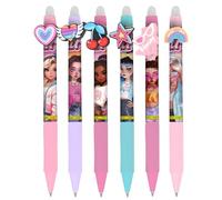 Online magiXX, 6 x Stylos gel effaçables Fun Fashion Stars Bleu avec une largeur de ligne de 0,7 mm, stylo à bille pour apprendre à écrire, bureau, compatible avec la recharge Frixion, stylo à bille