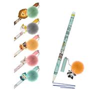Online magiXX Cap Charms - Lot de 6 stylos gel avec pompon moelleux et motifs animaux - Bleu - Épaisseur de trait : 0,7 mm - Pour l'école, le bureau - Idée cadeau pour enfants