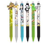 ONLINE 6x stylo roller effaçable set vie sauvage, encre gel bleu magiXX Fun Wild Life, ergonomique avec partie soft grip, rechargeable, ideal pour enfants et pour l'école, pointe moyenne