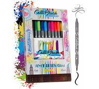 Online Parure Calli.Brush, 11 stylos feutre calligraphie avec deux côtés (côté calligraphie de 2 mm et côté pinceau flexible), pour handlettering/bullet journaling/écriture créative, en bamboo box