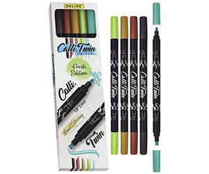 Online Parure Calli.Twin Fresh, set de 5 stylos feutre calligraphie avec deux côtés (côté calligraphie de 3mm et pointe double) pour handlettering/bullet journaling/écriture créative 18605