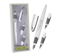 Parure Calligraphie : Stylo Plume Ergonomique Corps Blanc - 3 Plumes différentes G