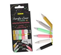 Online parure de 6 marquers acryliques classiques à base d' eau - Séchage rapide sur bois & plastique - également utilisés pour la peinture sur verre ou sur pierres - haut couvrance.