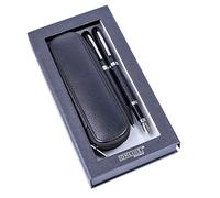 ONLINE set d'écriture Eleganza │ ensemble de stylo-plume & stylo-bille & étui en cuir │plume iridium M │ réchargeable │ coffret cadeau │ couleur noir leather style
