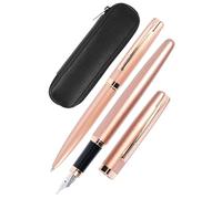 ONLINE set d'écriture Eleganza │ ensemble de stylo-plume & stylo-bille & étui en cuir │plume iridium M │ réchargeable │ coffret cadeau │ couleur rose