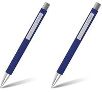 Online Soft Metal stylo à bille stylo-bille rétractable en aluminium, avec surface soft-touch, recharge remplaçable encre bleue, cadeau parfait I couleur: bleu (Lot de 2)