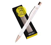 Online stylo à bille personnalisé avec gravure laser Noir Rose I stylo blanc et rose en métal I dans une boîte cadeau I cadeau personnel sensation douce au toucher