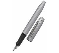 ONLINE Stylo à encre Slope Metallic Grey │ stylo plume ergonomique pour l'école │ plume moyenne, partie soft grip │ pour cartouches d'encre standard │ rechargeable │ pour filles/garçons/adultes
