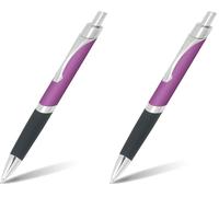 Online stylo bille Sporty Magic Mauve, aluminium, rétractable, recharge internationale de grande capacité, indélébile, écriture bleue, clip métallique (Lot de 2)