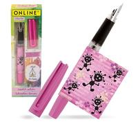 ONLINE Stylo plume avec plume pour débutant A I Stylo plume d'école pink - robuste et ergonomique I filles et garçons I Cartouche d'encre bleu I Fabriqué en Allemagne
