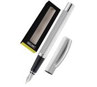 Online Stylo plume Vision Argent, stylo en aluminium, plume en iridium medium, convient aux cartouches d'encre standard et aux convertisseurs, rechargeable, en boîte cadeau