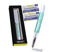 Online stylo roller effaçable Turquoise, stylo roller à cartouches d'encre bleue, grip ergonomique, 7x cartouches d'encre inluses, stylo effaçable rechargeable, ideal pour enfants et pour l'école