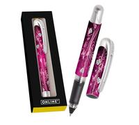 Online stylo roller ergonomique Pink Dreams │ pour l'école et le lycée │ poignée souple pour gauchers et droitiers │ cartouches d'encre standard, rechargeables, couleur bleue │ stylos pour étudiants
