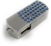 Onlineworld2013 Boîte pliable pendentif argenté bleu paillettes strass Funny USB Stick 64 GB USB 3.0