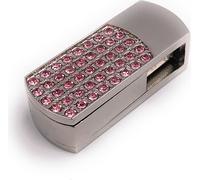 Onlineworld2013 Boîte pliable pendentif argenté rose paillettes strass Funny USB Stick 64 GB USB 3.0