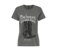 ONLY T-shirt 'ONLLUCY' gris clair / gris foncé / noir, Taille XL