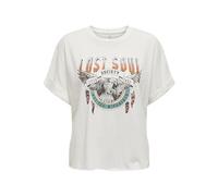 ONLLUCY Life S/S Wild Fold-Up Top Box JRS, Cloud Dancer/Print : Lost Soul Ethnic, L