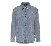 Only T-shirt Onlvera manches longues broderie fleur Denim Noos bleu jeans clair L