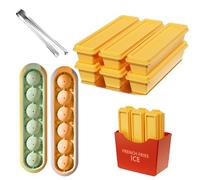Onlvmyur Bac à Glaçons avec Couvercle 6 pcs Frites Moules à Glaçons et 2 pcs Moule à Glaçons Rond avec 1 Clip Bacs à Glaçons pour Bière Cocktails Whisky Café