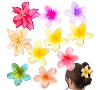 Onlvmyur Lot de 8 Pince à Cheveux Fleur Hawaïenne 8 cm Barettes Cheveux Fleur et 2 Pieces Artificielles Pince à Cheveux Fleurs Antidérapantes Barrette Fleur Pince pour Fille Femme