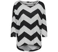 ONLY 15144286, T-Shirt À Manches Longues Femme, Multicolore (Light Grey Melange AOP:w. Black Zigzag), 42 (Taille Fabricant: X-Large)