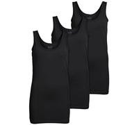 ONLY 15201465 Lot de 3 débardeurs basiques, pour femme, blanc, noir, gris, bleu, crème, haut d’été, chemise longue, Noir (Black), XL