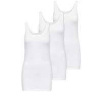 ONLY 15201465 Lot de 3 débardeurs basiques, pour femme, blanc, noir, gris, bleu, crème, haut d’été, chemise longue, Blanc (blanc)., M