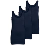 ONLY 15201465 Lot de 3 débardeurs basiques, pour femme, blanc, noir, gris, bleu, crème, haut d’été, chemise longue, bleu (night sky), L