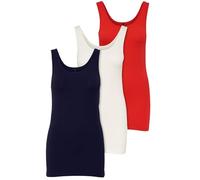 ONLY 15201465 Lot de 3 débardeurs basiques, pour femme, blanc, noir, gris, bleu, crème, haut d’été, chemise longue, Mélange de couleurs : 5., M