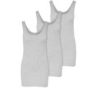 ONLY 15201465 Lot de 3 débardeurs basiques, pour femme, blanc, noir, gris, bleu, crème, haut d’été, chemise longue, Gris, XS
