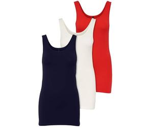 ONLY 15201465 Lot de 3 débardeurs basiques, pour femme, blanc, noir, gris, bleu, crème, haut d’été, chemise longue, Mélange de couleurs : 5., M