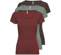 ONLY - 15209153 - Lot de 3 t-shirts pour femme - Noirs ou blancs - Manches courtes - Longs - Basiques - T-shirts d'été - Tailles XS, S, M, L et XL, L