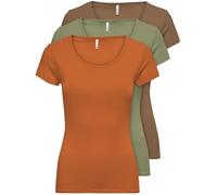 ONLY - 15209153 - Lot de 3 t-shirts pour femme - Noirs ou blancs - Manches courtes - Longs - Basiques - T-shirts d'été - Tailles XS, S, M, L et XL, S