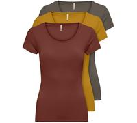 ONLY - 15209153 - Lot de 3 t-shirts pour femme - Noirs ou blancs - Manches courtes - Longs - Basiques - T-shirts d'été - Tailles XS, S, M, L et XL, XL