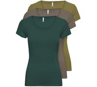 ONLY - 15209153 - Lot de 3 t-shirts pour femme - Noirs ou blancs - Manches courtes - Longs - Basiques - T-shirts d'été - Tailles XS, S, M, L et XL, XS