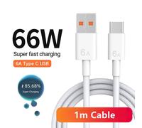 (Only 1m Cable) Chargeur USB Super rapide 66W, pour Huawei Mate 40 50 P50 P60 Nova 10 Honor 90 100 X8b Magic 5 Lite 6 Pro Type C, câble de chargement 6A 1m