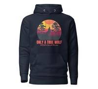 Only A True Wolf Falls in Love Sweat à capuche unisexe pour adulte, Bleu marine vif, M