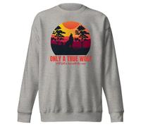 Only A True Wolf Falls in Love Sweat-shirt unisexe à col rond pour adulte, Anthracite, L