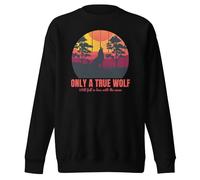 Only A True Wolf Falls in Love Sweat-shirt unisexe à col rond pour adulte, Noir , XXL