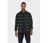 Chemise hommes Only & Sons ONSGUDMUND LIFE LS CHECKED SHIRT Kaki EU XL