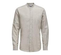 ONLY and SONS ONSCaiden LS Solid Linen Mao Shirt Homme Chemise Manches Longues Beige L
