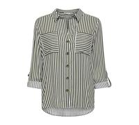 ONLY asmin T-Shirt L/S WVN Noos Chemise, Feuilles de Raisin/Rayures : Blanc, S Femme