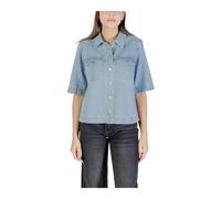 Only - Blazer en coton à manches courtes avec boutons automatiques - Femme - Blouses et Chemises - Bleu - Taille: 42 FR