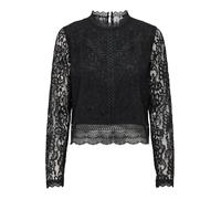 ONLY Blouse Femme col Rond Coupe Droite détail en Dentelle Manches Longues élégante, Couleurs:Noir, Taille:XL