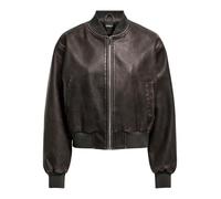ONLY Blouson bomber bomber délavé en cuir synthétique pour femme Onljane OTW, marron chocolat, M, chocolat, M