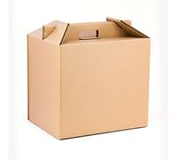 ONLY BOXES Lot de 4 boîtes avec poignées pour bouteilles et lots de Noël, couleur marron, 12 bouteilles ou cadeaux, très résistant aux chocs, carton recyclé